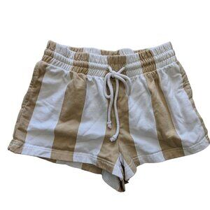 UO Out From Under Shorts Pull-on High Rise Striped tan/white Womens Size XS